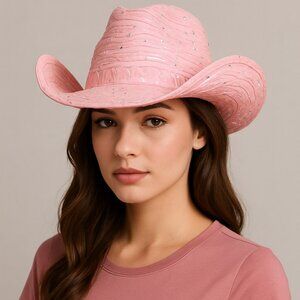 UBi Pink Rhinestone Cowgirl Rodeo Hat Festival Fashion‎